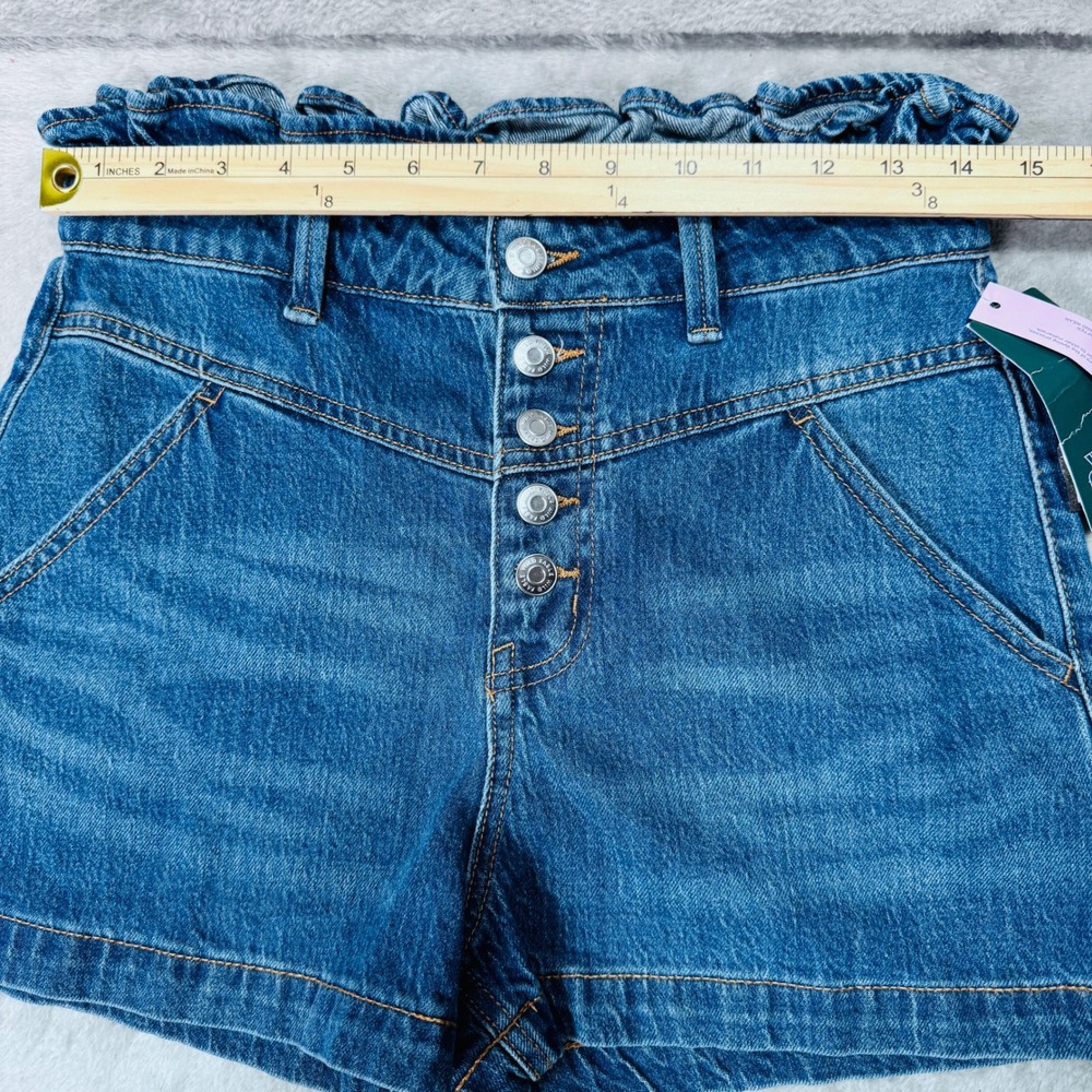 Paperbag Waist Size 8 Wild Fable Womens High Rise Button Fly Denim Shorts Blue - Picture 4 of 12